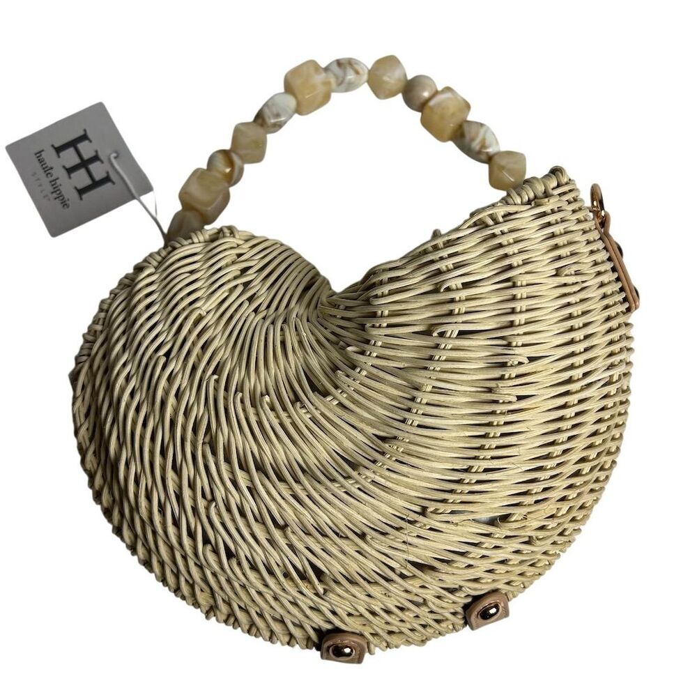 Haute Hippie Women's‎ Natural Shell Tote with Beaded Handle